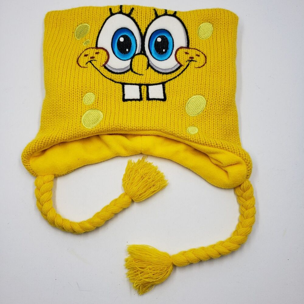 SpongeBob SquarePants Fleece Lined Square Beanie Hat Winter Hat Nickelodeon